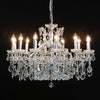 Large shallow crystal glass chandelier with antique silver frame for shops, hair salons & boutiques
