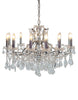 12 branch large shallow crystal glass chandelier with chrome frame