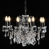 Ladonna. 8 branch large shallow crystal glass chandelier with antique bronze frame.