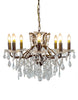 8 branch large shallow crystal glass chandelier with antique bronze frame