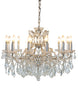 12 branch large shallow crystal glass chandelier with antique silver frame