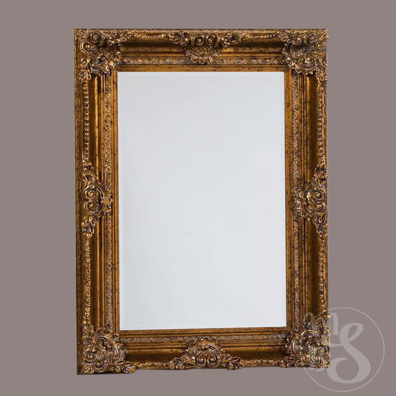 salon and boutique Gold Rectangular Classic wall Mirror.