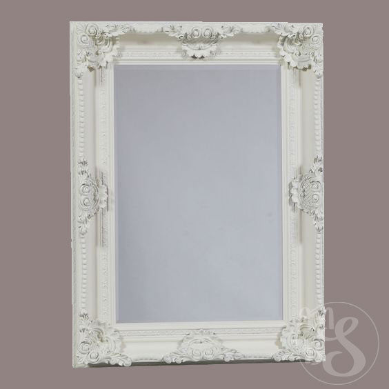 Meredith. White Rectangular Classic Mirror.
