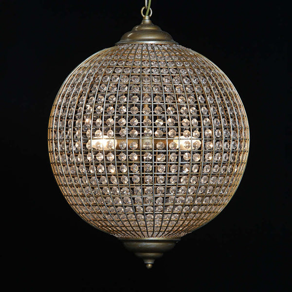 Leighton. Large gold globe ceiling chandelier.