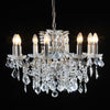 Lorelei. 6 branch large shallow crystal glass chandelier with antique silver frame.