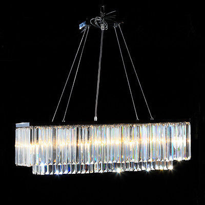Lisle. Chrome prism drop rectangular cascade chandelier.