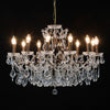 Ladonna. 12 branch large shallow crystal glass chandelier with antique bronze frame