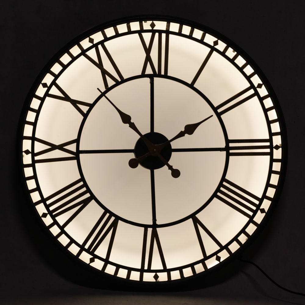 Stunning Large Black and Gold Back Lit Glass "Westminster" Wall Clock