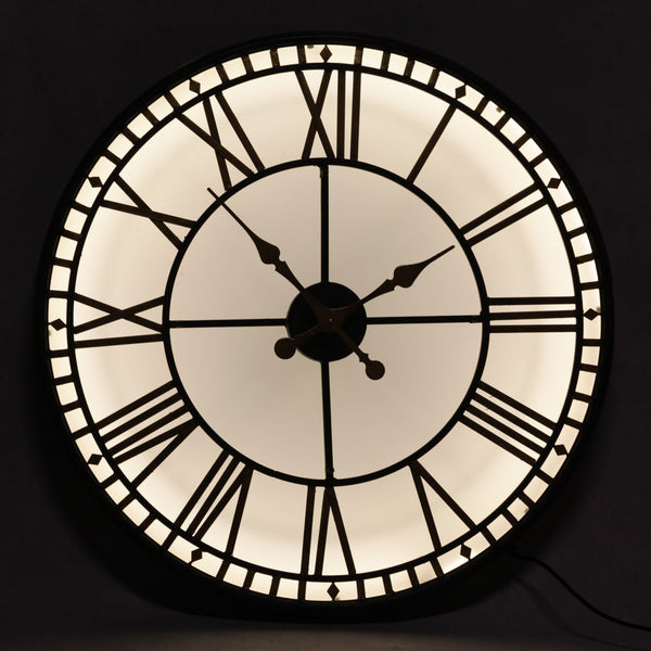 Stunning Large Black and Gold Back Lit Glass "Westminster" Wall Clock