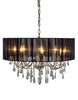 Chrome 8 Branch Chandelier With Black Shade.