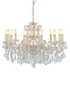 12 branch large shallow crystal glass chandelier  with white frame