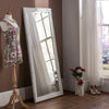 Traditional ornate tall slim rectangular salon wall mirror.