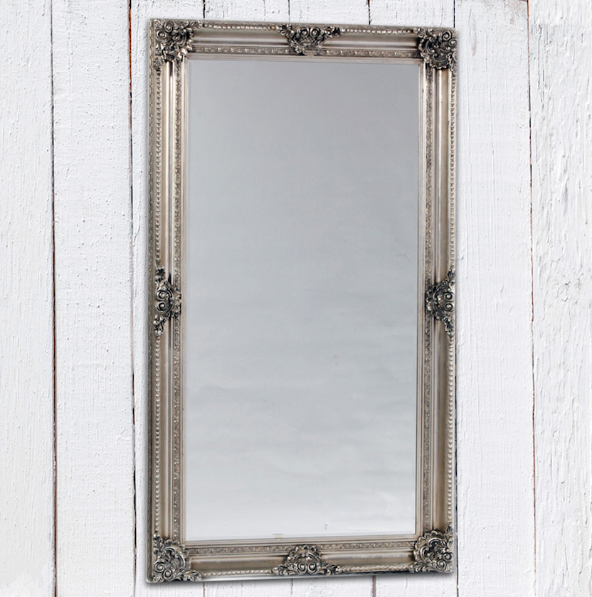 Mona - Extra Large Silver Rectangular Classic Mirror.