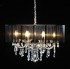 Chrome 8 Branch Chandelier With Black Shade.